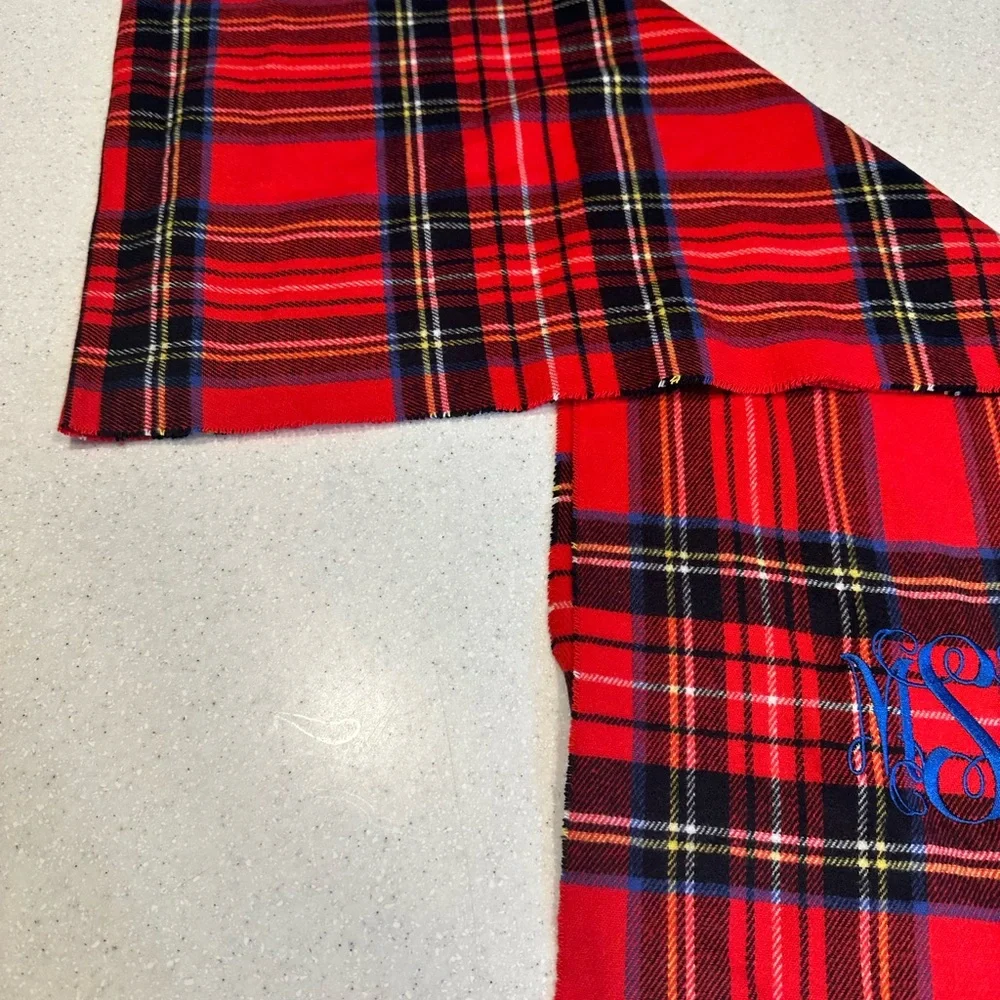 Michigan State University Embroidered 100% Cashmere Tartan Red & Black Scarf
